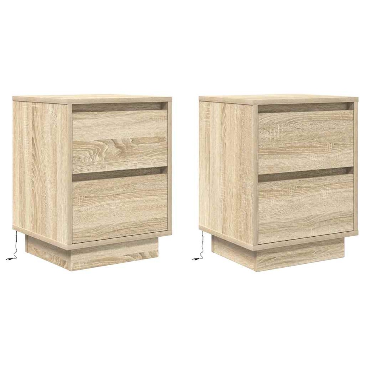 vidaXL Κομοδίνα με φώτα LED 2 τεμάχια Sonoma Oak 38x34x50 cm