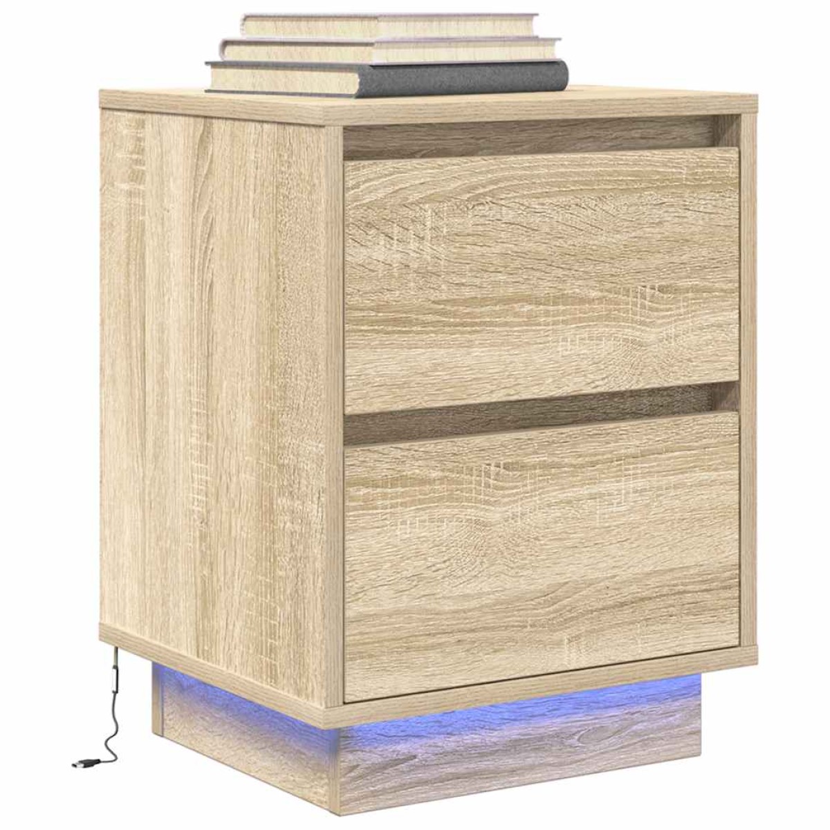vidaXL Κομοδίνα με φώτα LED 2 τεμάχια Sonoma Oak 38x34x50 cm
