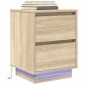 vidaXL Κομοδίνα με φώτα LED 2 τεμάχια Sonoma Oak 38x34x50 cm