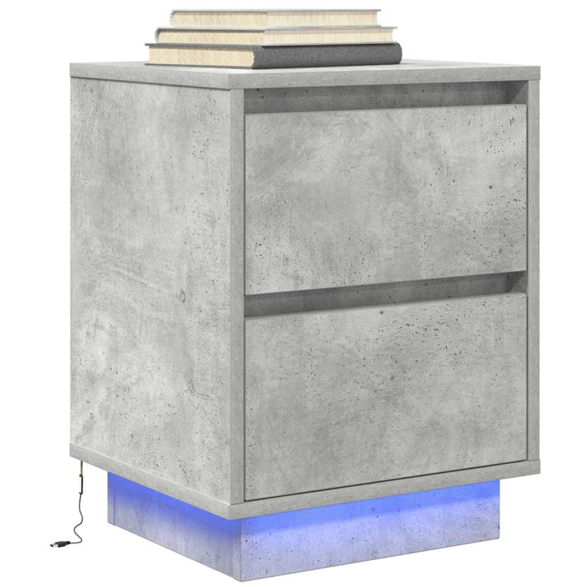 vidaXL Κομοδίνα με φώτα LED 2 τεμάχια Μπετόν Γκρι 38x34x50 cm