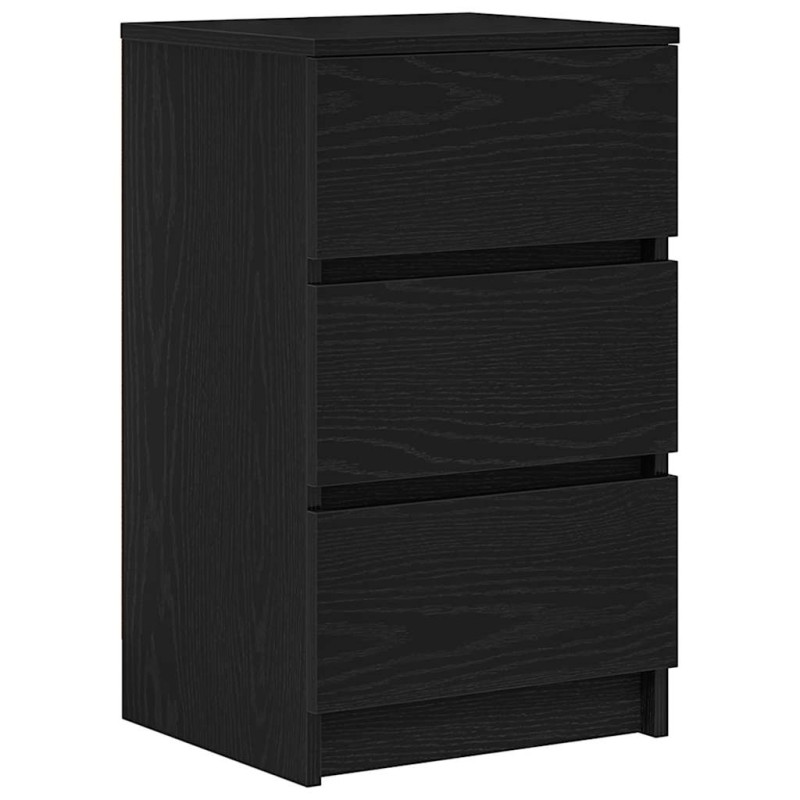 vidaXL Κομοδίνο με 3 συρτάρια Μαύρο 39x35x65 εκ.