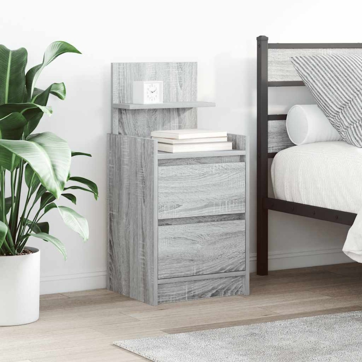 vidaXL Κομοδίνα με 2 συρτάρια 2 τεμάχια Γκρι Sonoma 38x34x80 εκ.