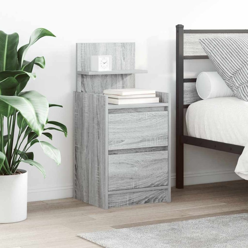 vidaXL Κομοδίνα με 2 συρτάρια 2 τεμάχια Γκρι Sonoma 38x34x80 εκ.