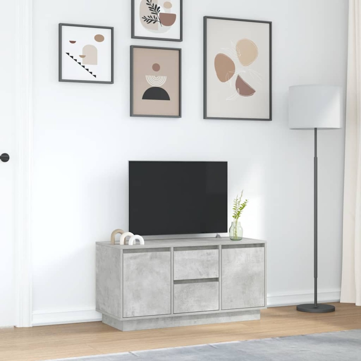 vidaXL Έπιπλο Τηλεόρασης με LED Γκρι Σκυροδέματος 100x41x50 εκ.