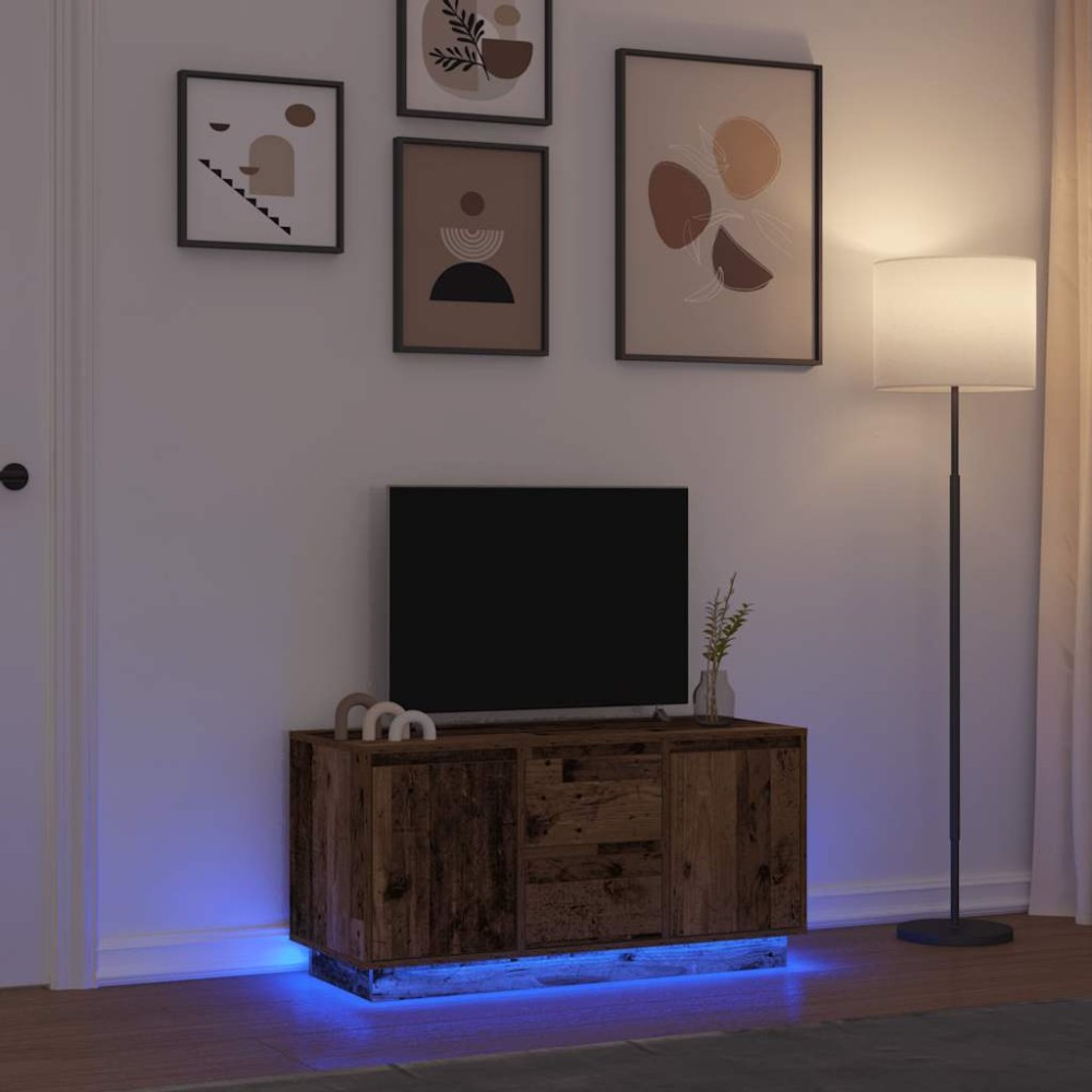 vidaXL Ντουλάπι τηλεόρασης με φώτα LED Παλιό ξύλο 100x41x50 εκ.