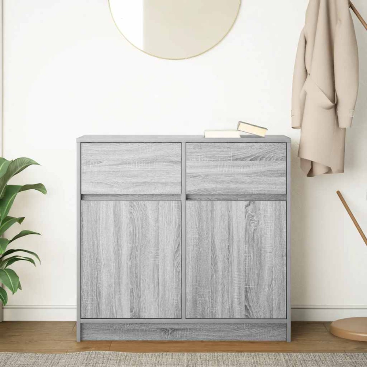 vidaXL Συρταριέρα με Συρτάρια Γκρι Sonoma 80x34x76 εκ. από Επεξ. Ξύλο