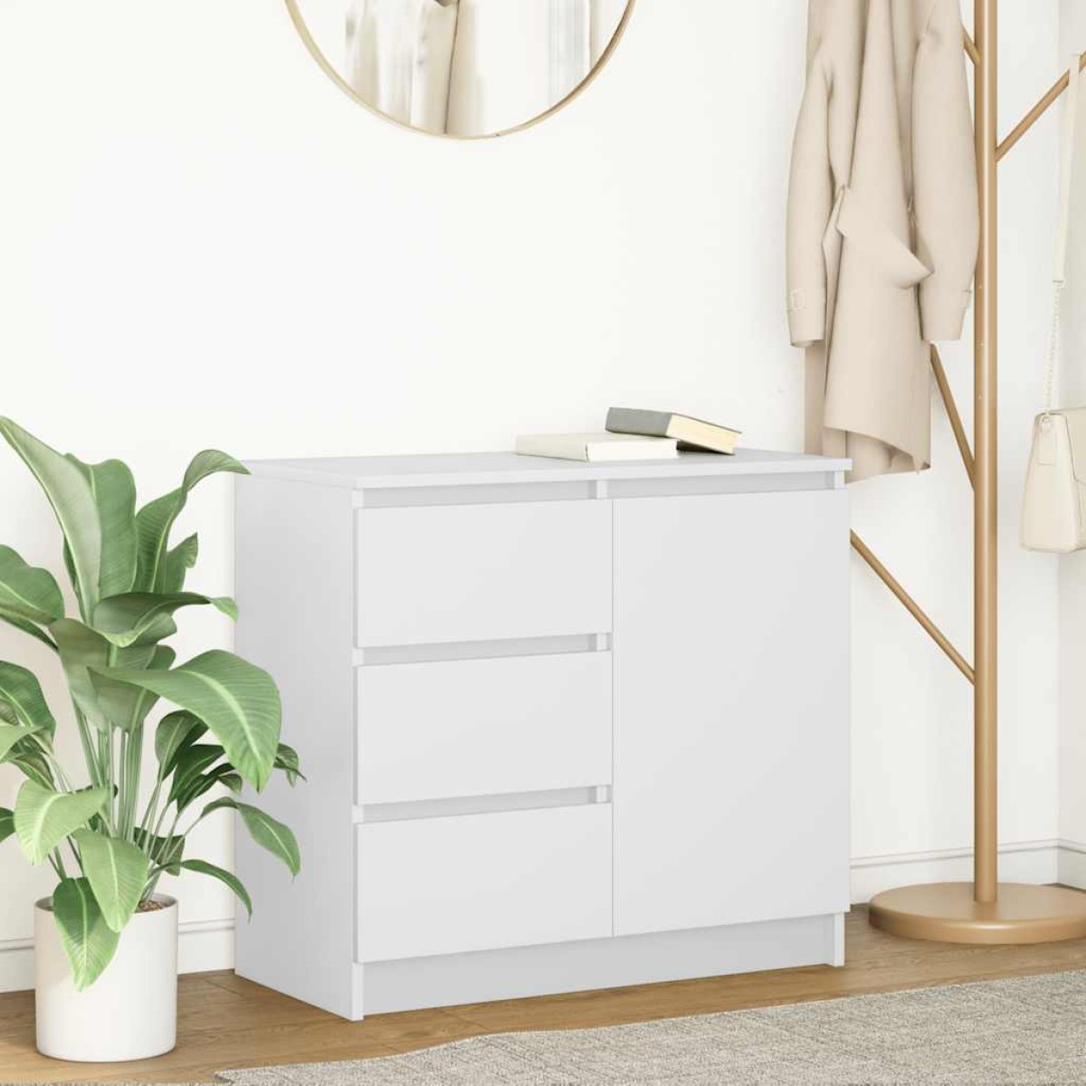vidaXL Συρταριέρα με Συρτάρια Λευκή 71x35x65 εκ. από Επεξ. Ξύλο