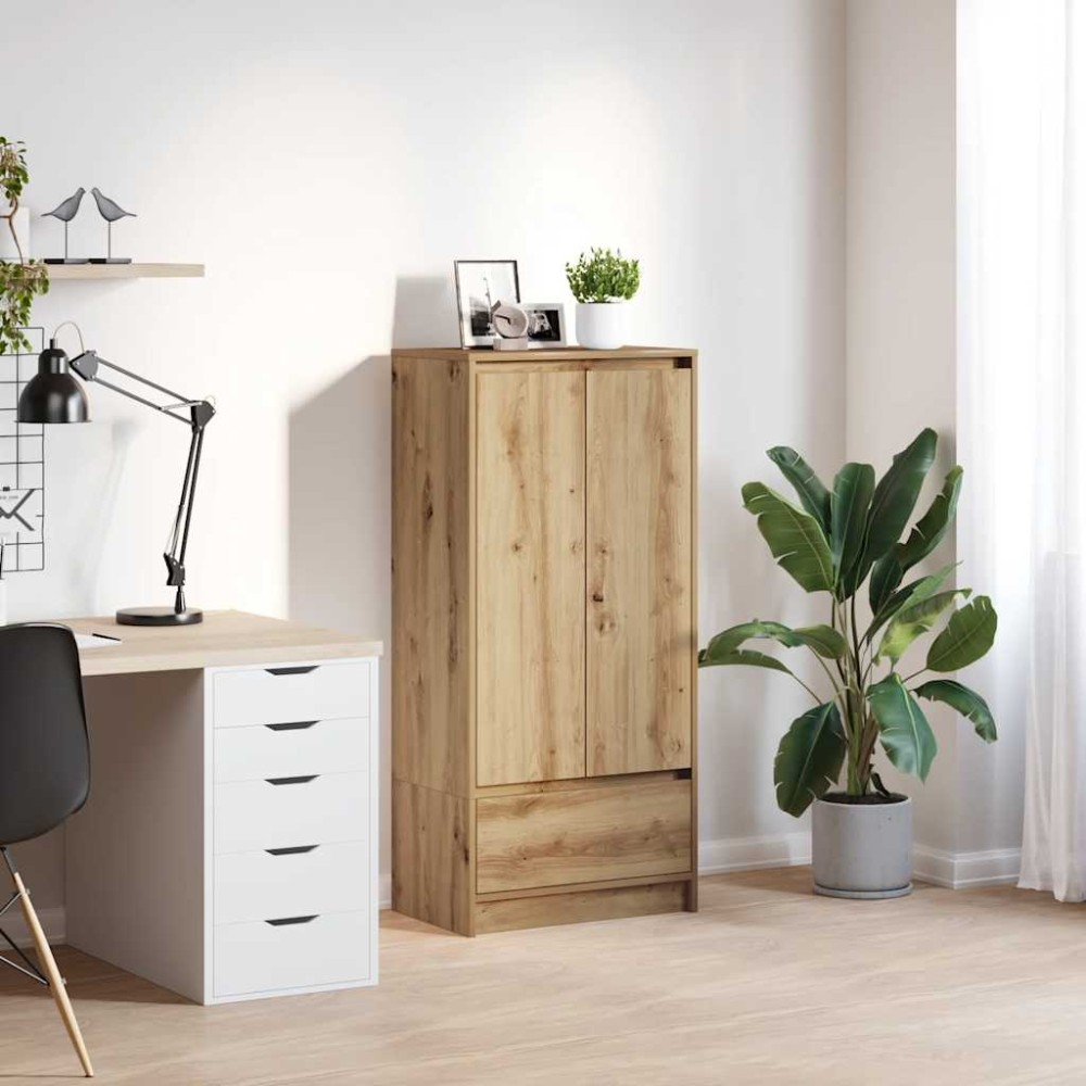 vidaXL Ντουλάπι με συρτάρι 55,5x34x119,5 εκ. Ξύλινο μηχανουργικό ξύλο