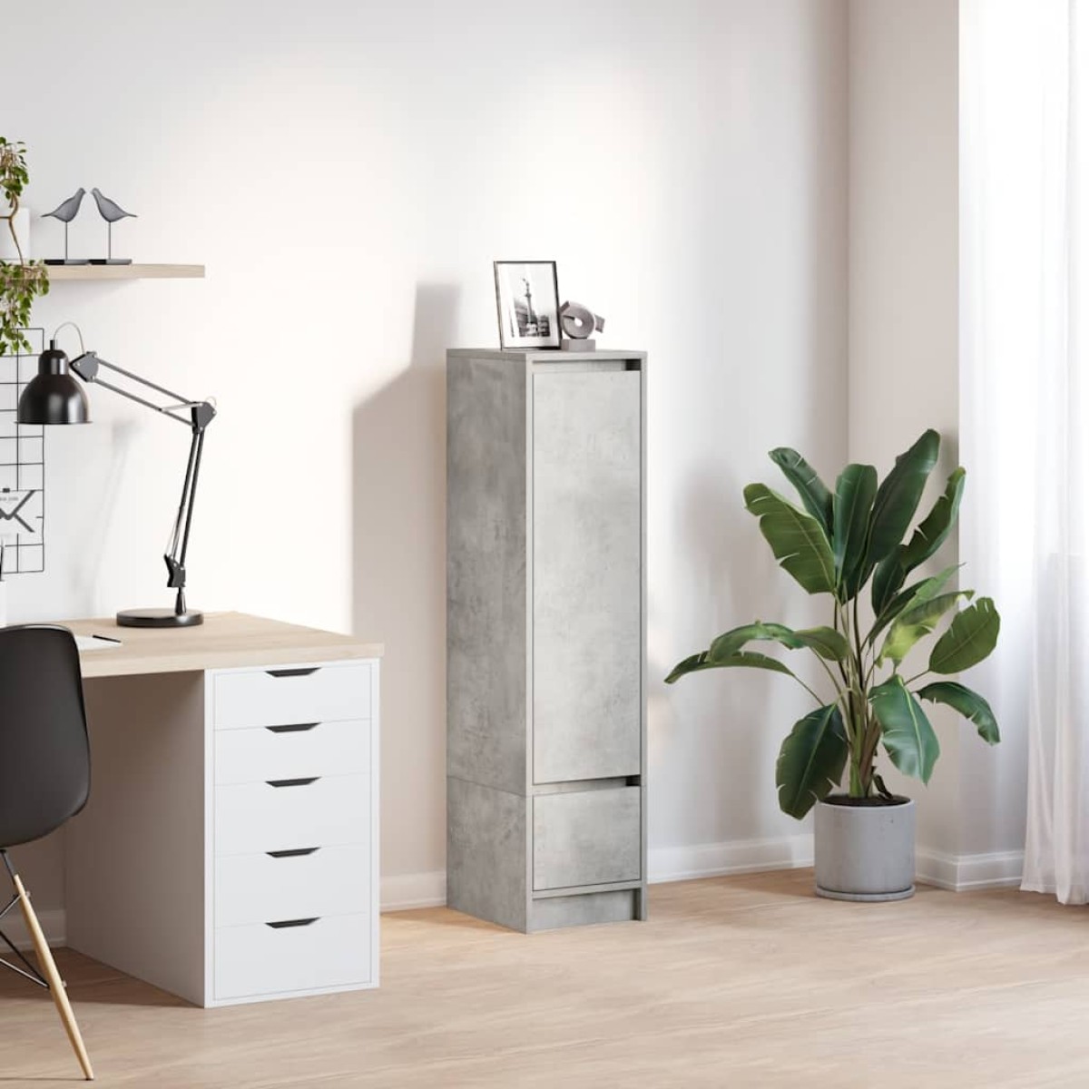 vidaXL Ντουλάπι Γκρι Σκυροδέματος 29,5x34x119,5 εκ. Επεξεργασμένο Ξύλο