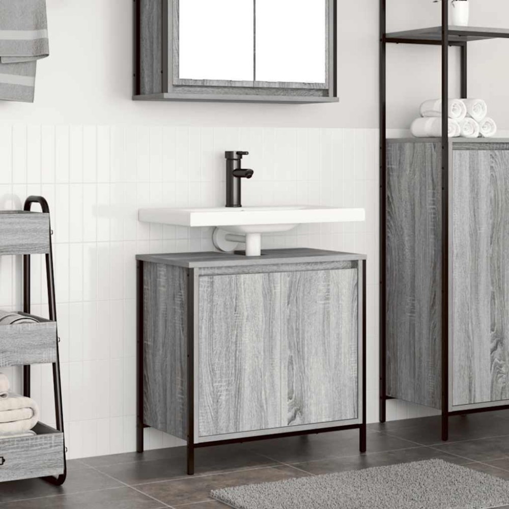 vidaXL Ντουλάπι Νιπτήρα Μπάνιου Γκρι Sonoma 60x34,5x60 εκ.
