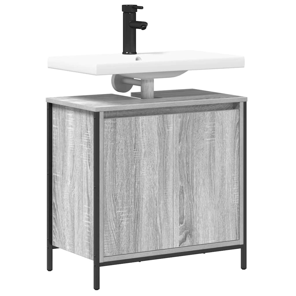 vidaXL Ντουλάπι Νιπτήρα Μπάνιου Γκρι Sonoma 60x34,5x60 εκ.