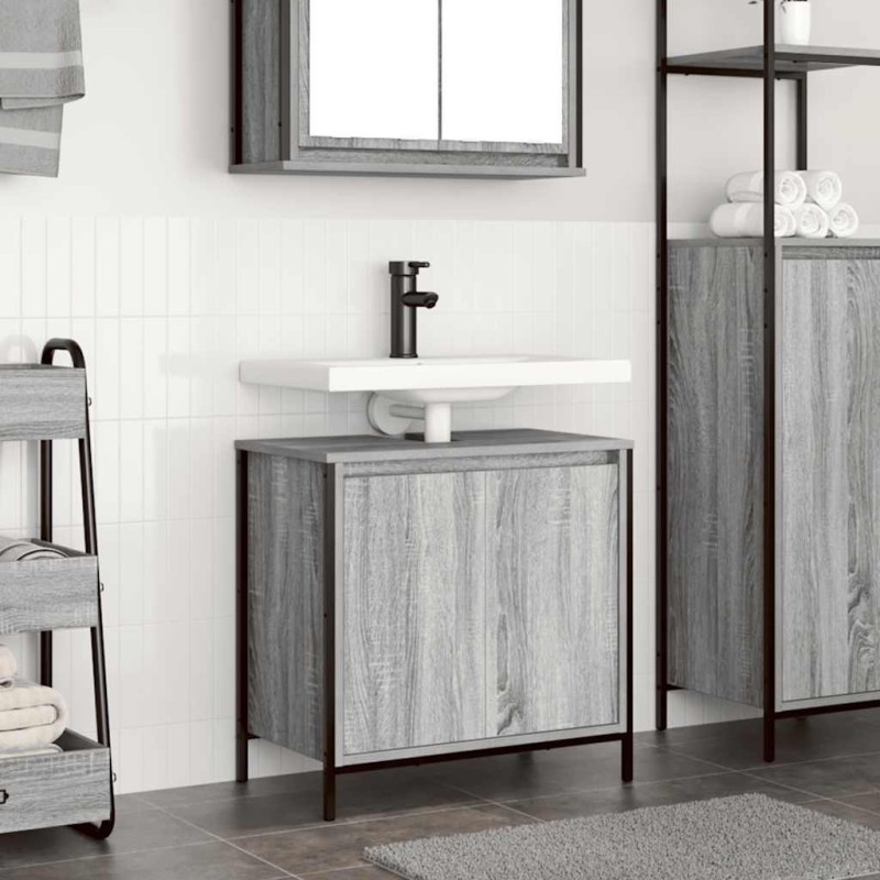 vidaXL Ντουλάπι Νιπτήρα Μπάνιου Γκρι Sonoma 60x34,5x60 εκ.