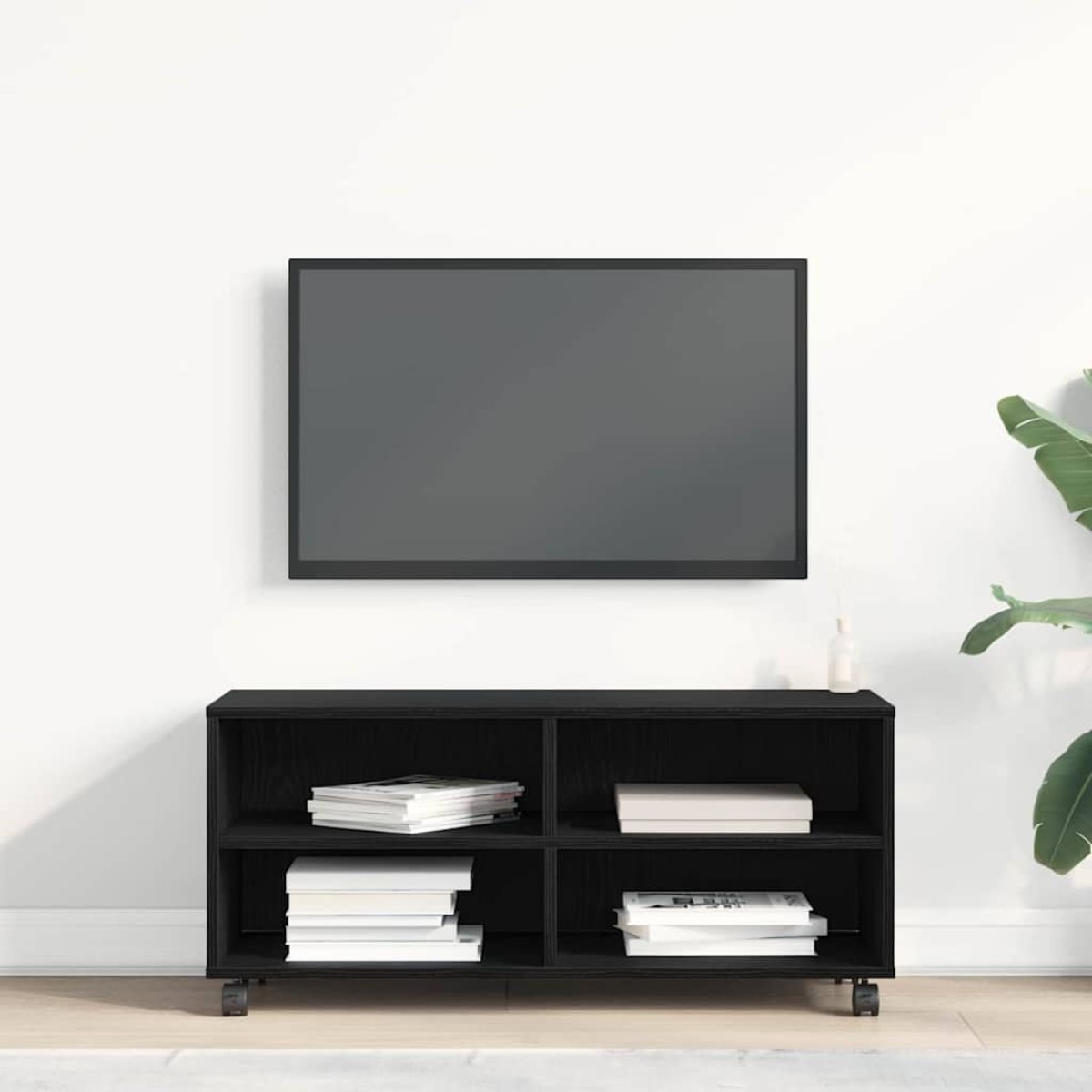 vidaXL Ντουλάπι TV 90 x 35 x 40.5 εκ Μαύρο Επεξεργασμένο ξύλο