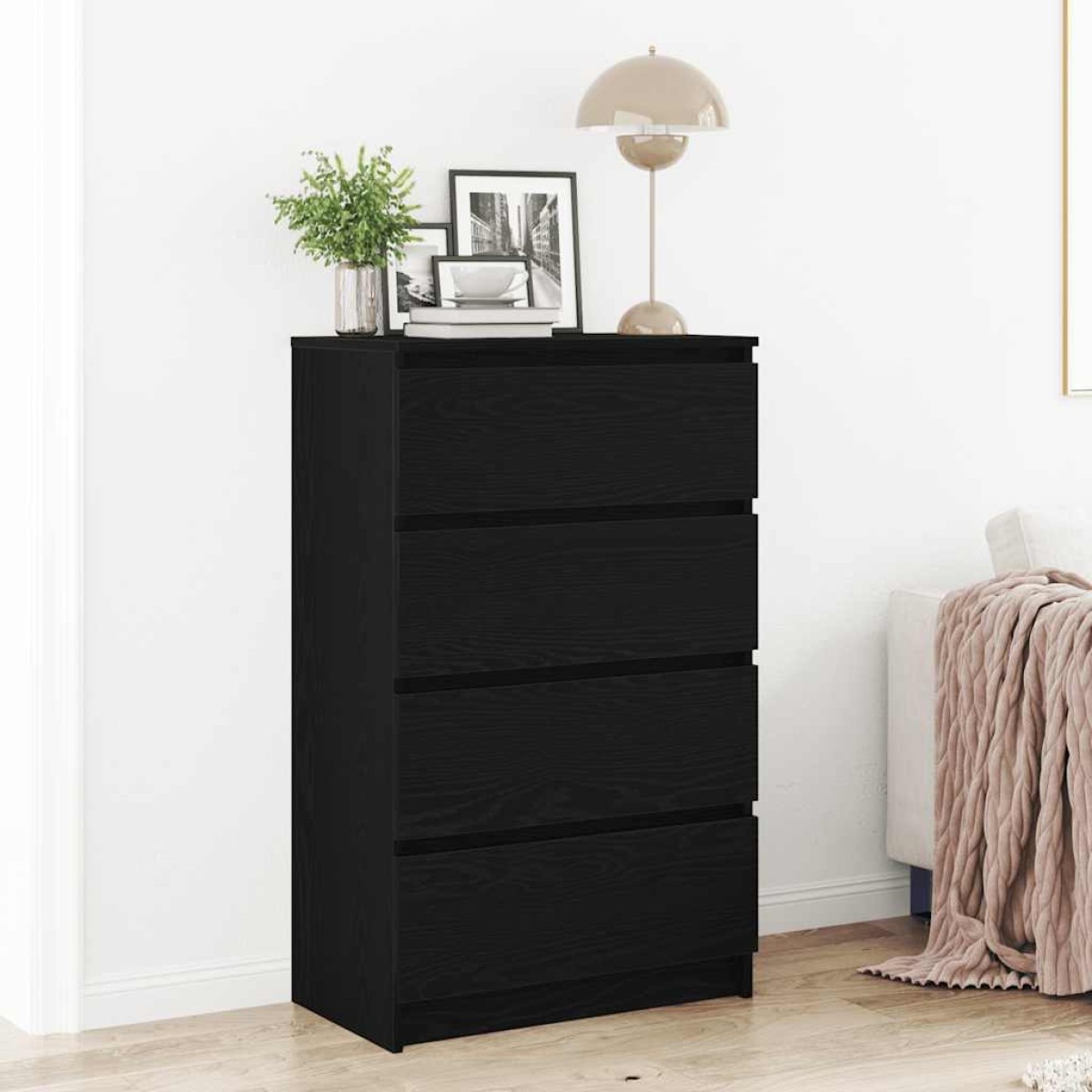 vidaXL Συρταριέρα Μαύρο Δρυς 60 x 35 x 98,5 εκ. από Επεξεργασμένο Ξύλο