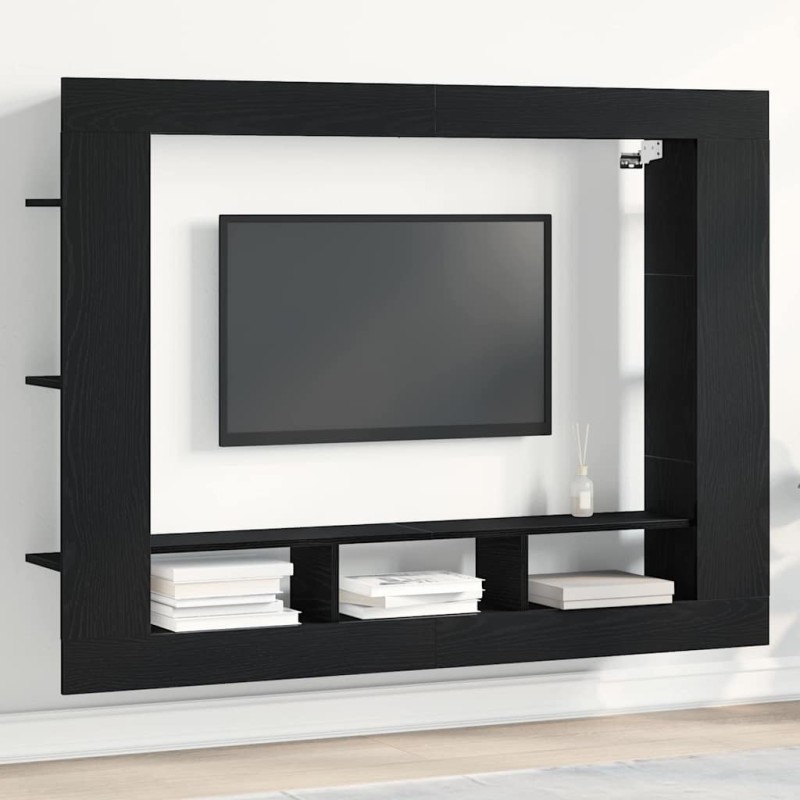 vidaXL Ντουλάπι TV 152 x 22 x 113 εκ. Μαύρη δρυς Επεξεργασμένο ξύλο