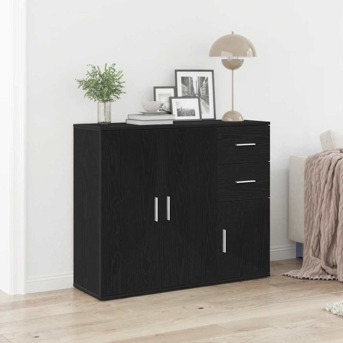 vidaXL Μπουφές Μαύρης Δρυός 91x29,5x75 εκ. από Τεχνητό Ξύλο