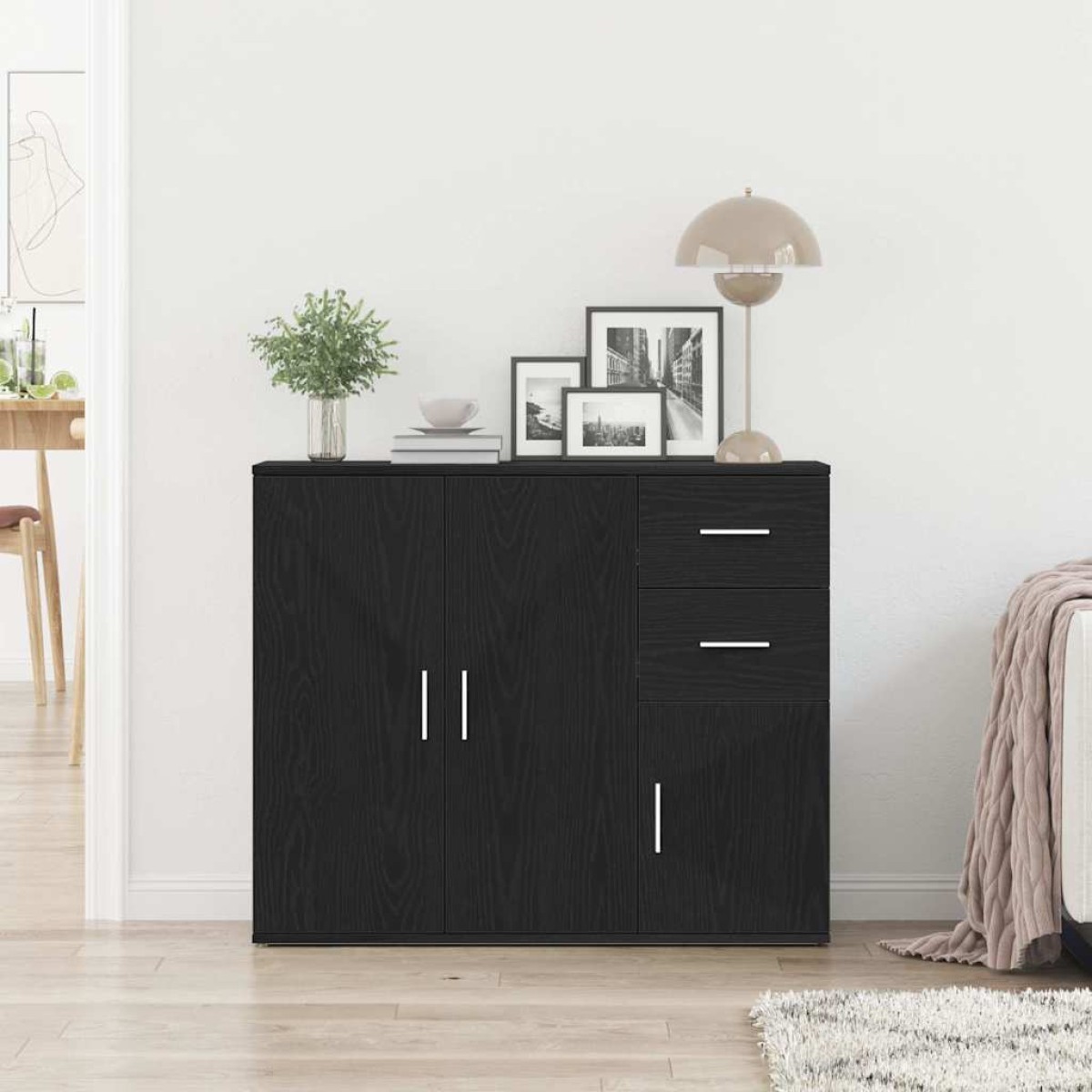 vidaXL Μπουφές Μαύρης Δρυός 91x29,5x75 εκ. από Τεχνητό Ξύλο