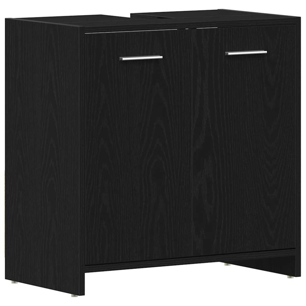 vidaXL Ντουλάπι Νιπτήρα Μπάνιου Μαύρο Δρυς 60x33x60 εκ. Επεξ. Ξύλο