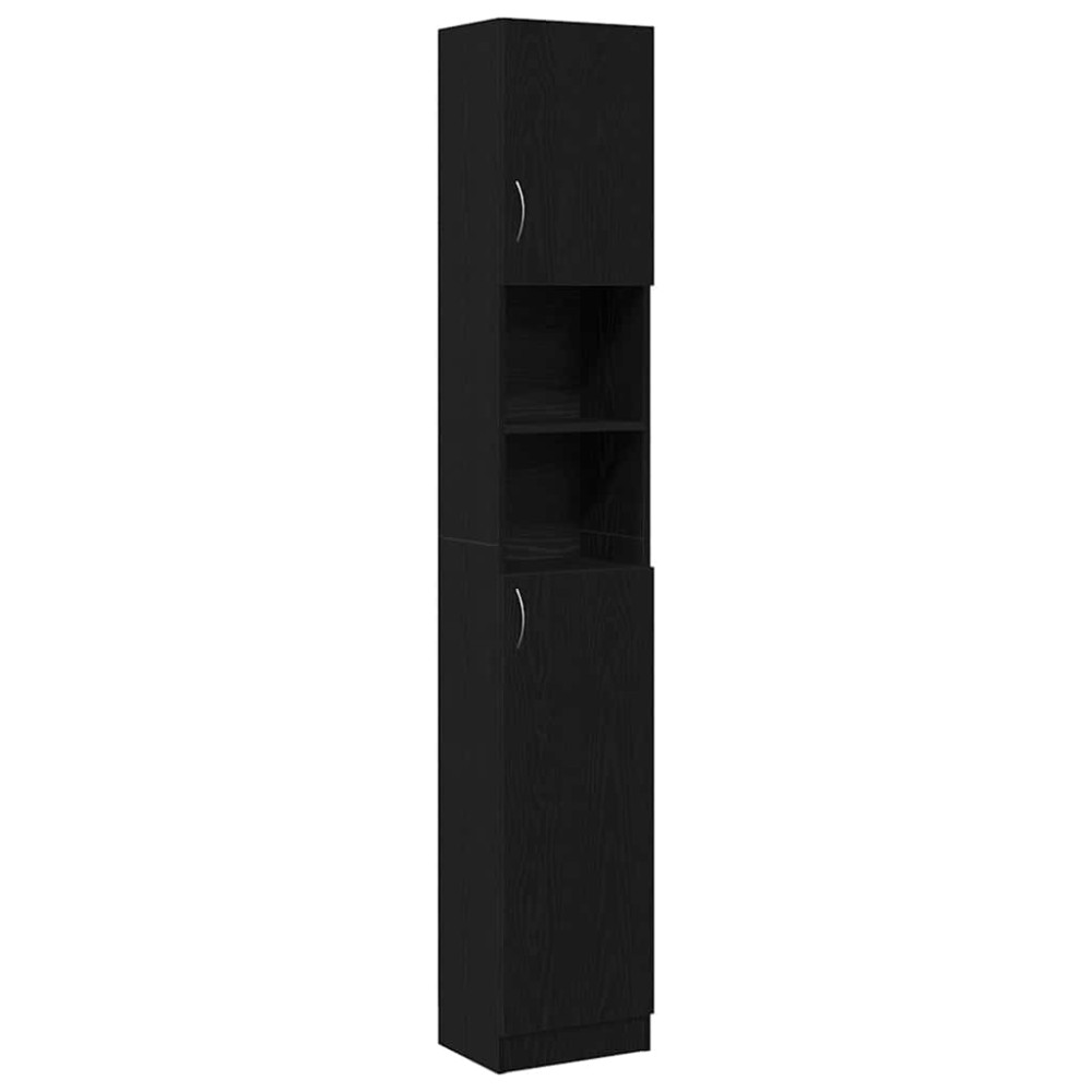 vidaXL Ντουλάπι Μπάνιου Μαύρο Δρυς 32x25,5x190 εκ. Επεξ. Ξύλο