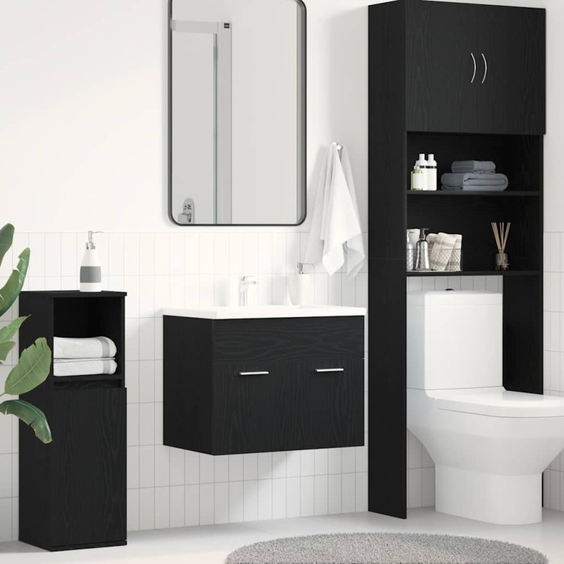 vidaXL Ντουλάπι Νιπτήρα Μπάνιου Μαύρο Δρυς 60x38,5x46 εκ. από Τεχνητό Ξύλο