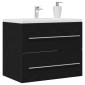 vidaXL Ντουλάπι Νιπτήρα Μπάνιου Μαύρο Δρυς 60x38,5x48 εκ. από Τεχνητό Ξύλο