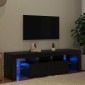 vidaXL Έπιπλο Τηλεόρασης με Φωτιστικά LED Μαύρη Δρυς 140x36,5x40 εκ. από Τεχνητό Ξύλο