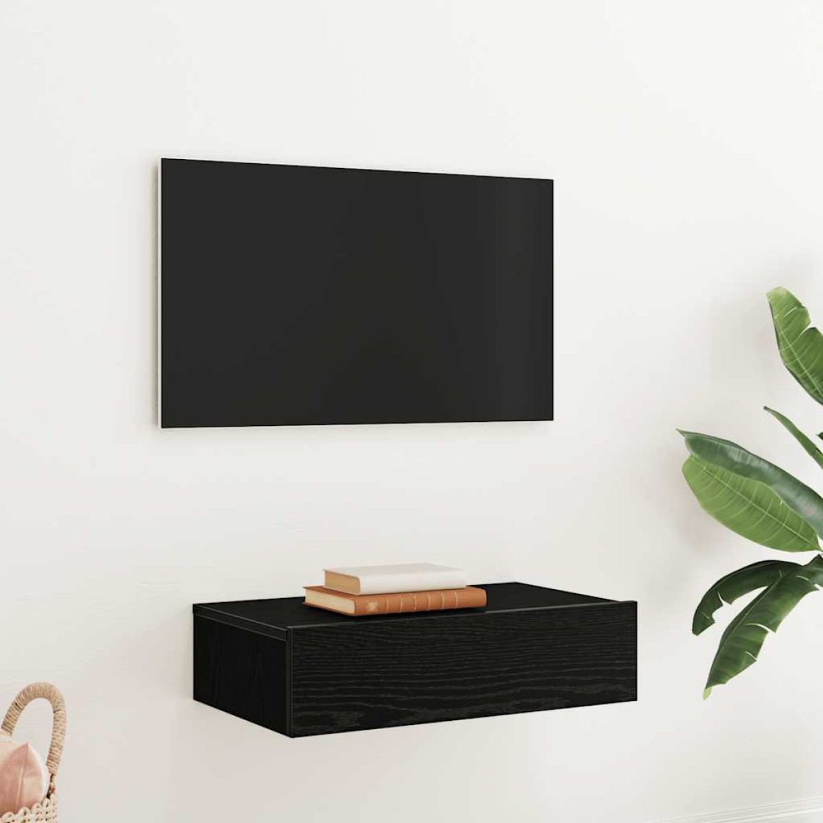 vidaXL Έπιπλο Τηλεόρασης με Φωτιστικά LED Μαύρο Δρυς 60x35x15,5 εκ.
