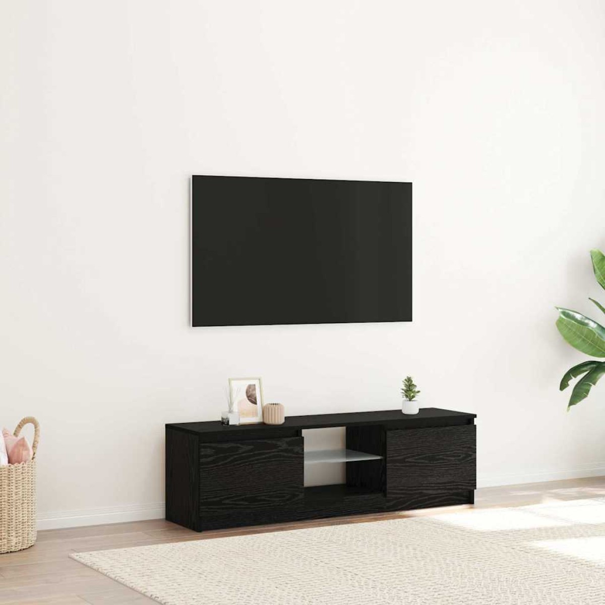 vidaXL Έπιπλο Τηλεόρασης με Φωτιστικά LED Μαύρο Δρυς 120x30x36 εκ. από Τεχνητό Ξύλο