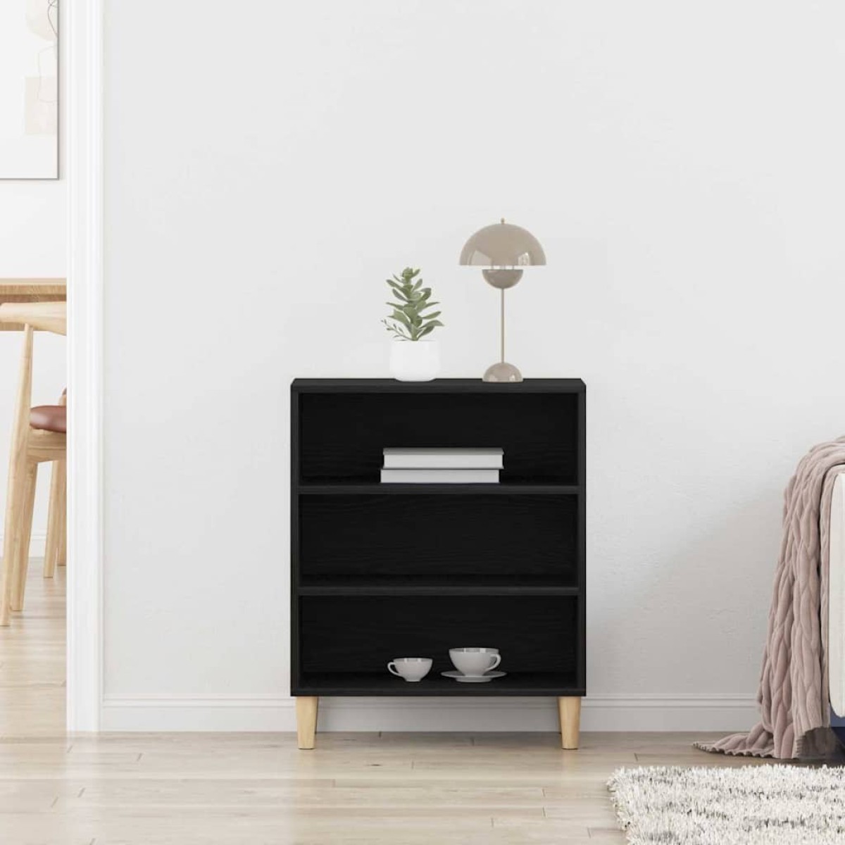 vidaXL Πλαϊνό γραφείο Μαύρη Οξυά 57 x 35 x 70 εκ Επεξεργασμένο Ξύλο