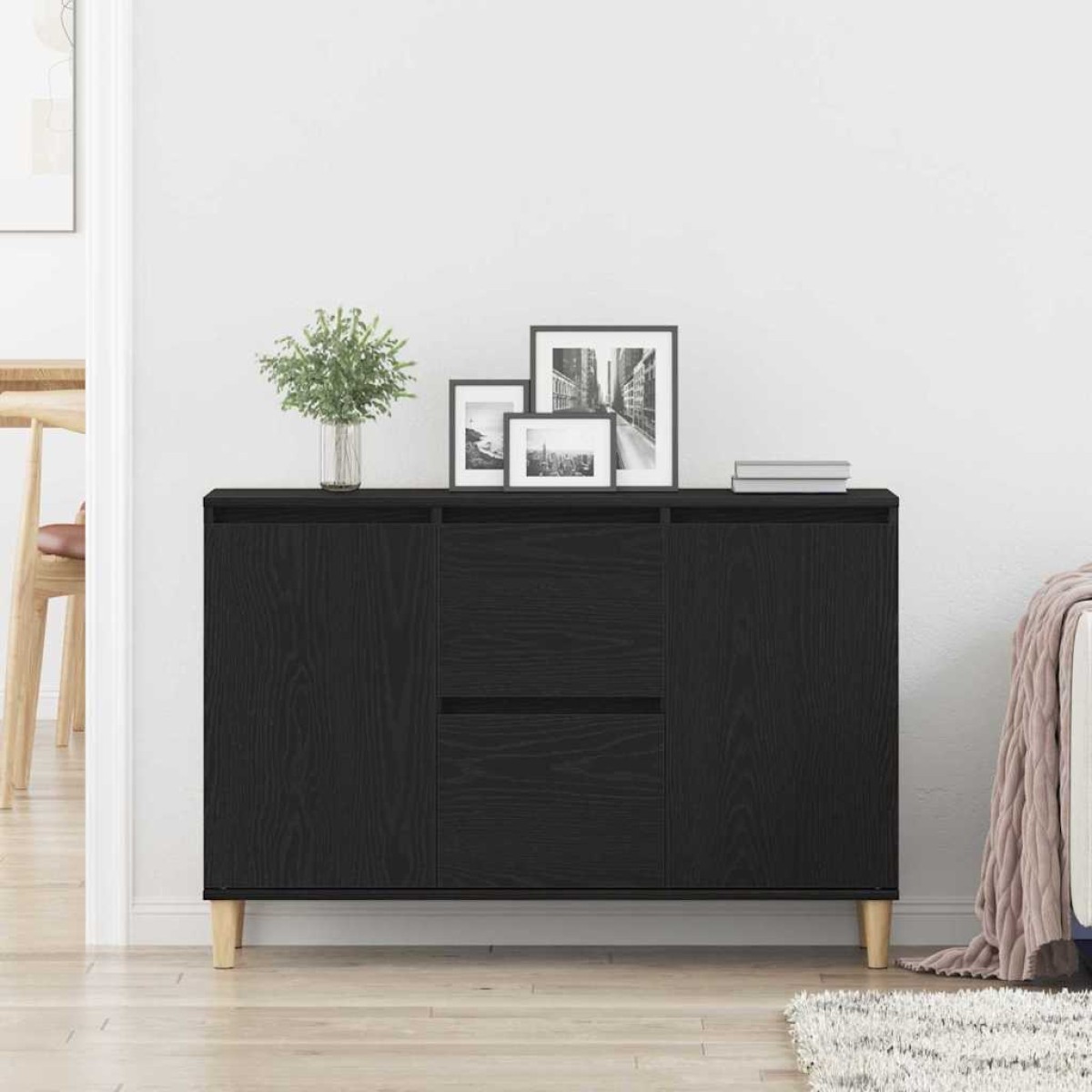 vidaXL Πλαϊνό γραφείο Μαύρο 102 x 35 x 60 εκ Επεξεργασμένο ξύλο
