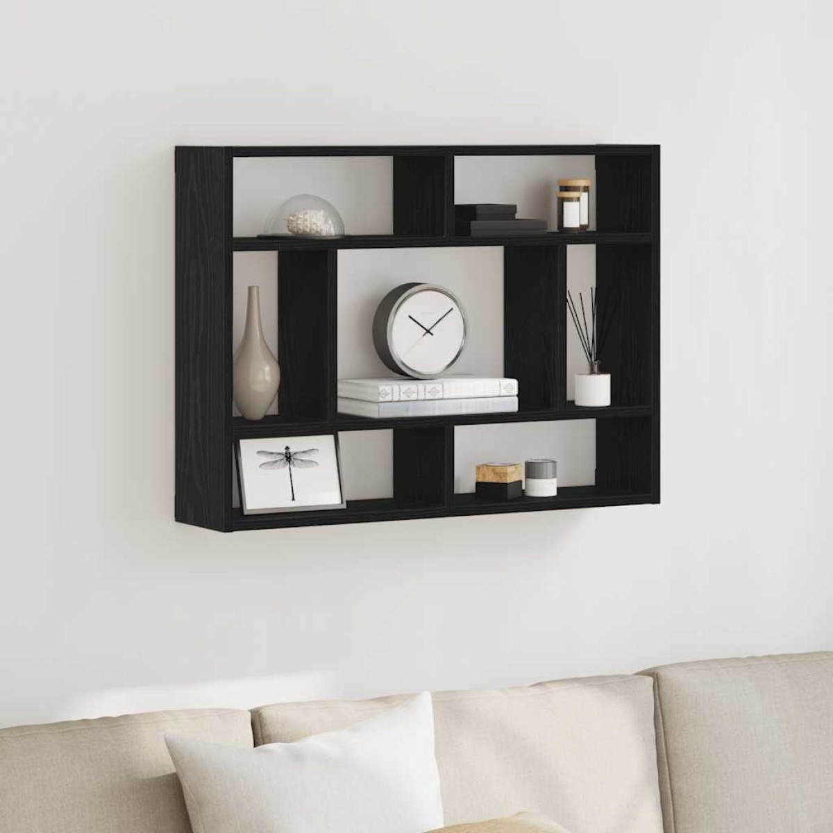 vidaXL Ράφι Τοίχου Μαύρη Δρυς 75x16x55 εκ. από Τεχνητό Ξύλο