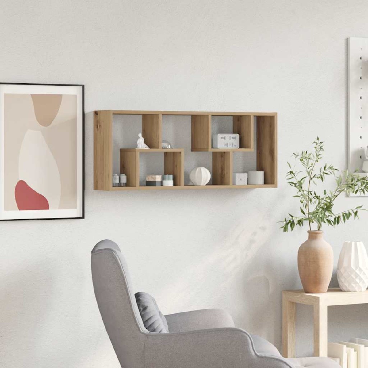 vidaXL Ράφι Τοίχου Χειροποίητο Δρυς 36 x 16 x 90 εκ. από Τεχνητό Ξύλο