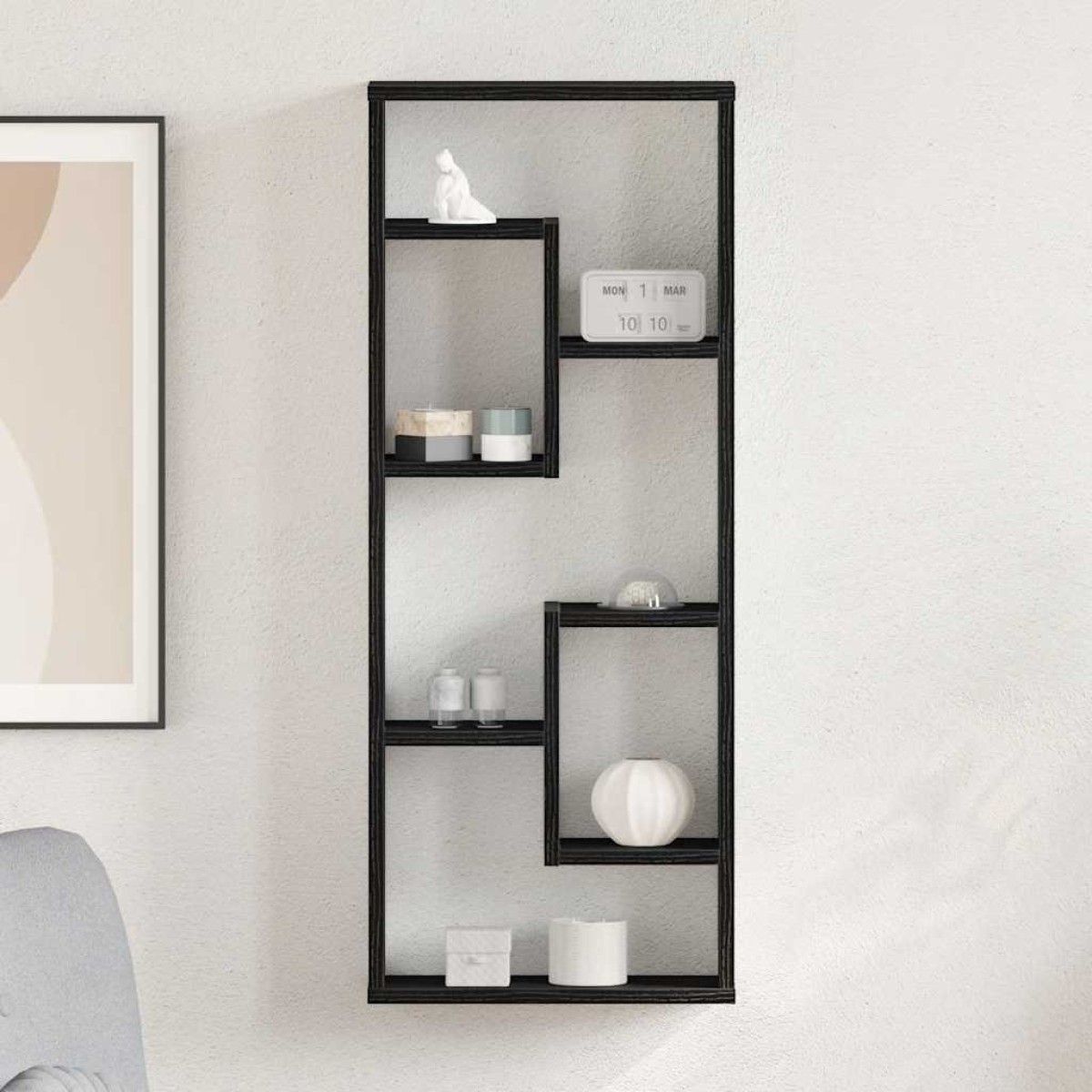 vidaXL Ράφι Τοίχου Μαύρη Δρυς 36 x 16 x 90 εκ. από Τεχνητό Ξύλο