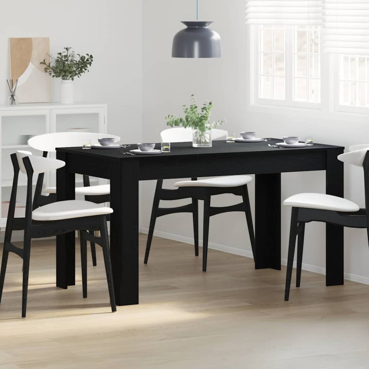 vidaXL Τραπεζαρία Μαύρη Δρυς 140 x 74,5 x 76 εκ. Επεξεργασμένο Ξύλο