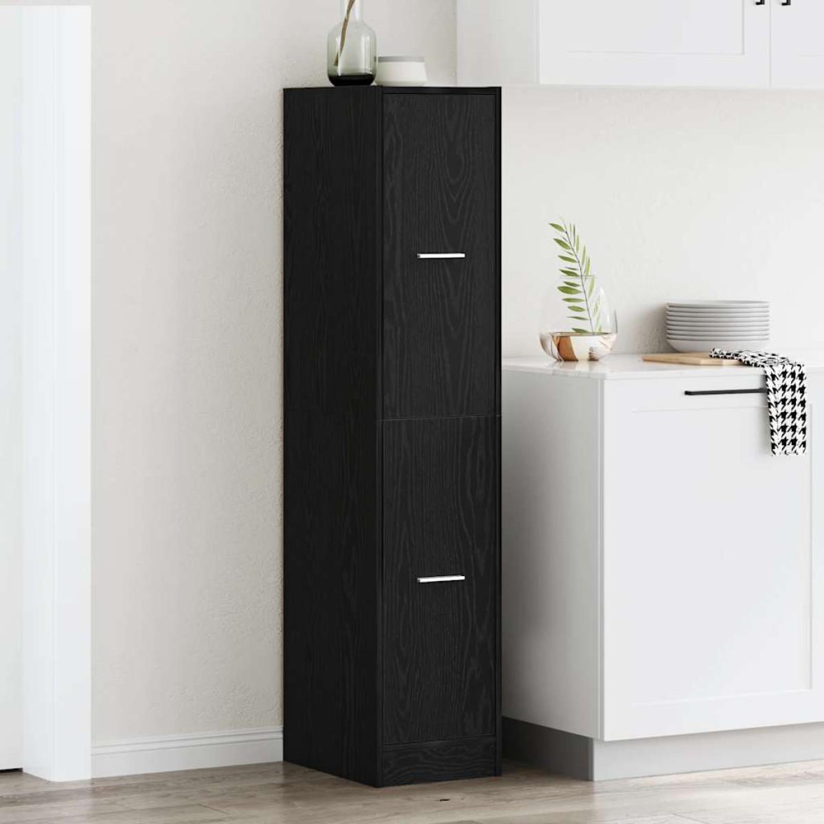 vidaXL Ντουλάπι Φαρμακείου Μαύρο Δρυς 30x41x144,5 εκ. από Τεχνητό Ξύλο