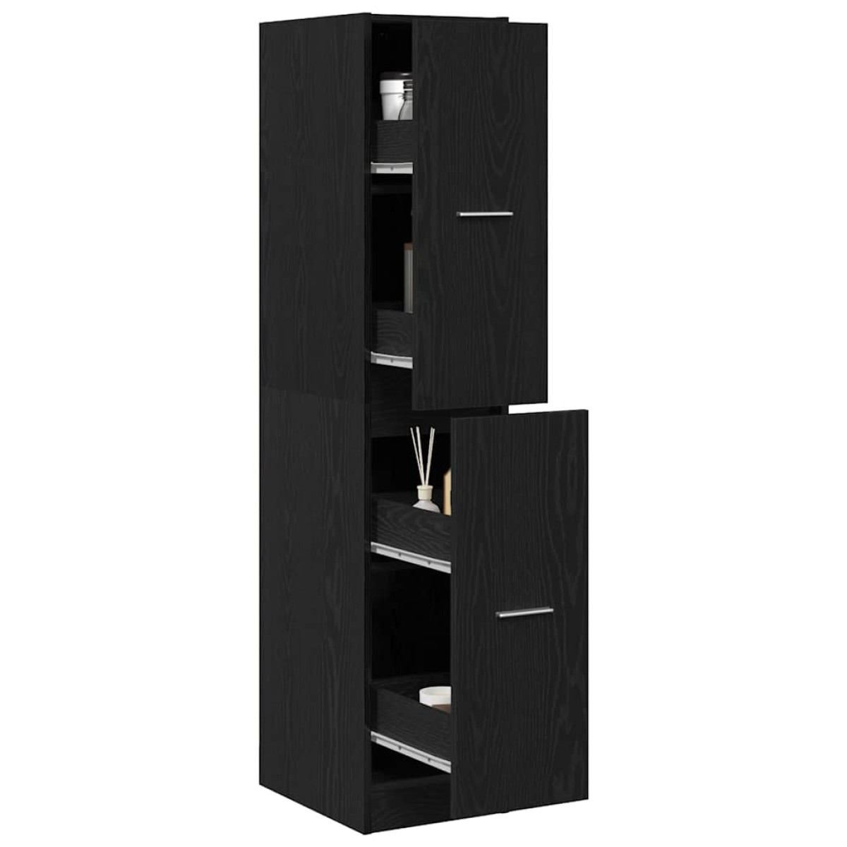 vidaXL Ντουλάπι Φαρμακείου Μαύρο Δρυς 30x41x144,5 εκ. από Τεχνητό Ξύλο