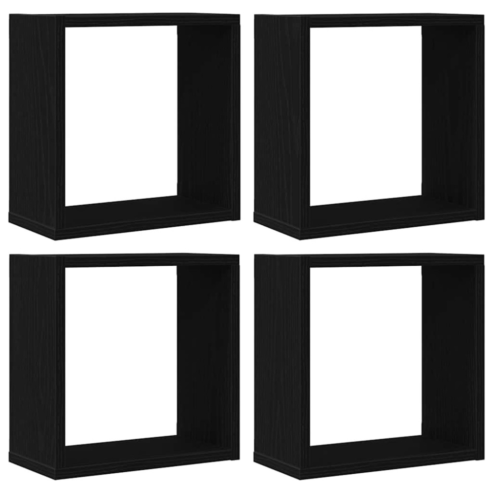 vidaXL Ράφια Τοίχου Κύβοι 4 τεμ. Μαύρο Δρυς 30x15x30 εκ. από Τεχνητό Ξύλο