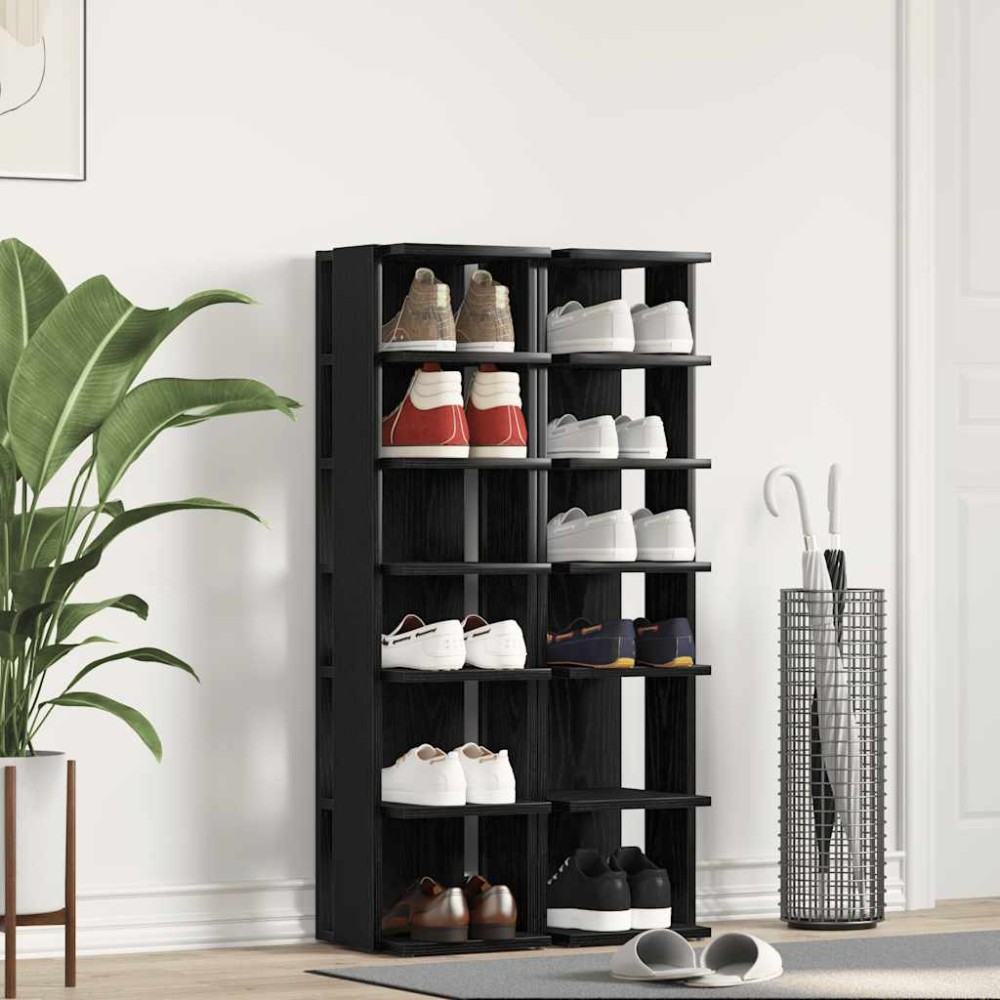 vidaXL Παπουτσοθήκες 2 τεμ. Μαύρη Δρυς 25x27x102 εκ. από Τεχνητό Ξύλο