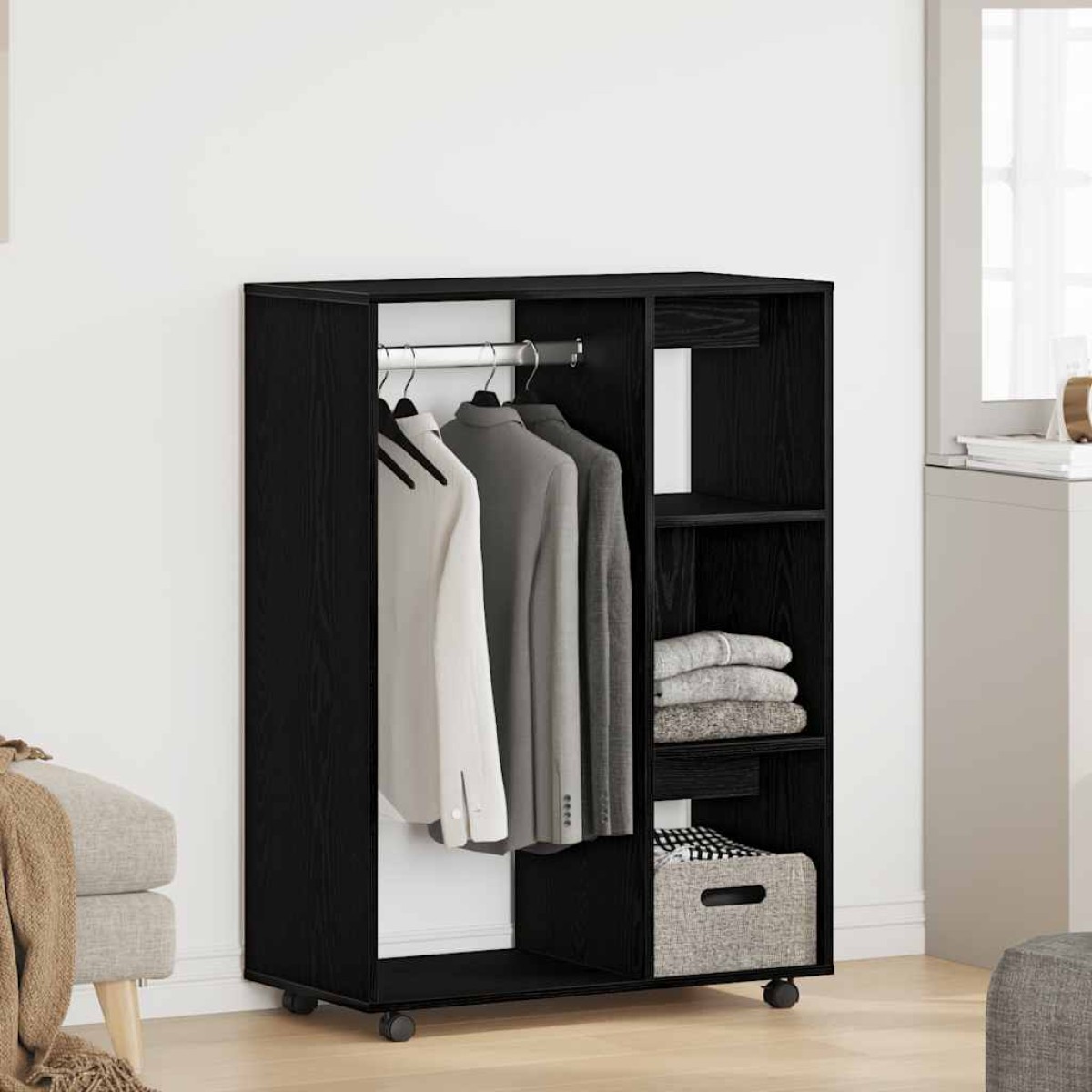 vidaXL Ντουλάπα Μαύρη Δρυς 80x40x110 εκ. από Τεχνητό Ξύλο