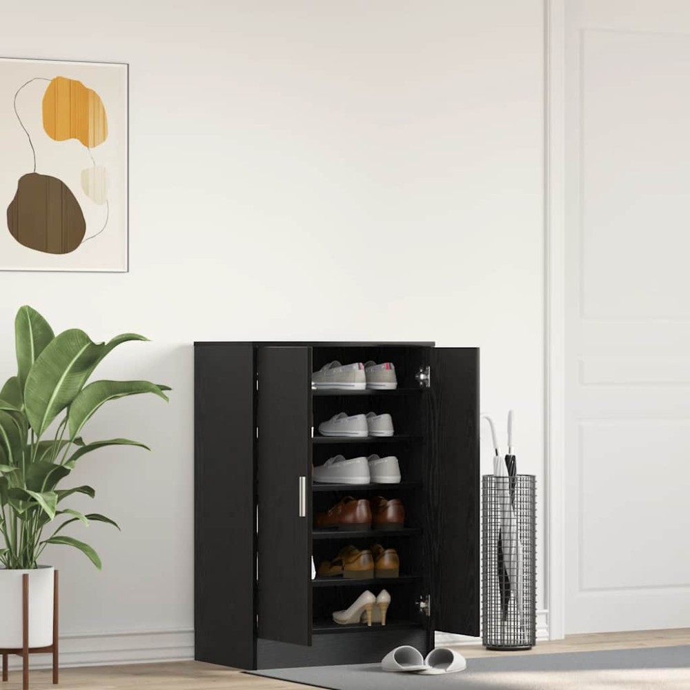 vidaXL Παπουτσοθήκη Μαύρη βελανιδιά 60x35x92 εκ. Επεξεργασμένο Ξύλο
