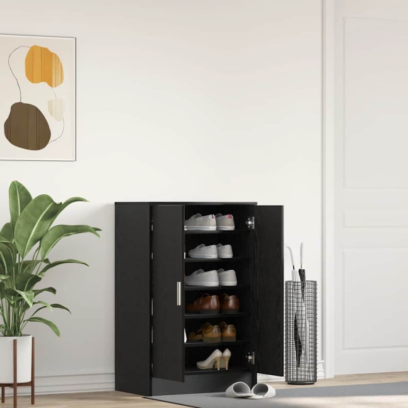 vidaXL Παπουτσοθήκη Μαύρη βελανιδιά 60x35x92 εκ. Επεξεργασμένο Ξύλο