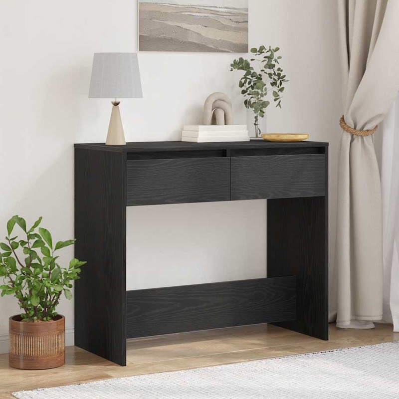 vidaXL Κονσόλα Τραπεζιού Μαύρη Δρυς 89 x 41 x 76,5 εκ. από Τεχνητό Ξύλο