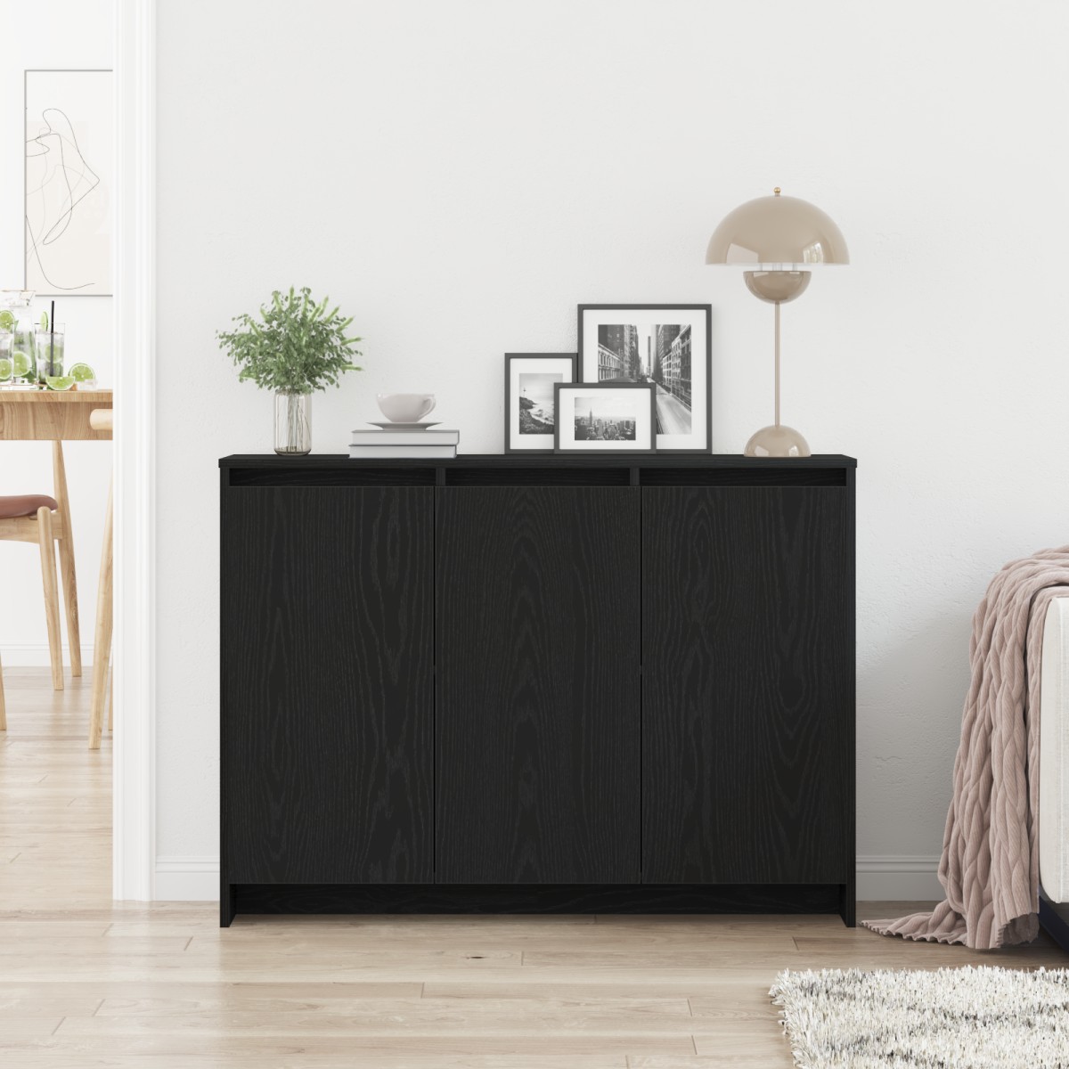 vidaXL Πλαϊνό γραφείο Μαύρο 102 x 29.5 x 75 εκ Επεξεργασμένο ξύλο