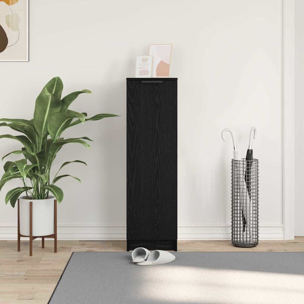 vidaXL Ντουλάπα Παπουτσιών με ράφι Μαύρη Οξυά 29,5 x 35 x 101 εκ.