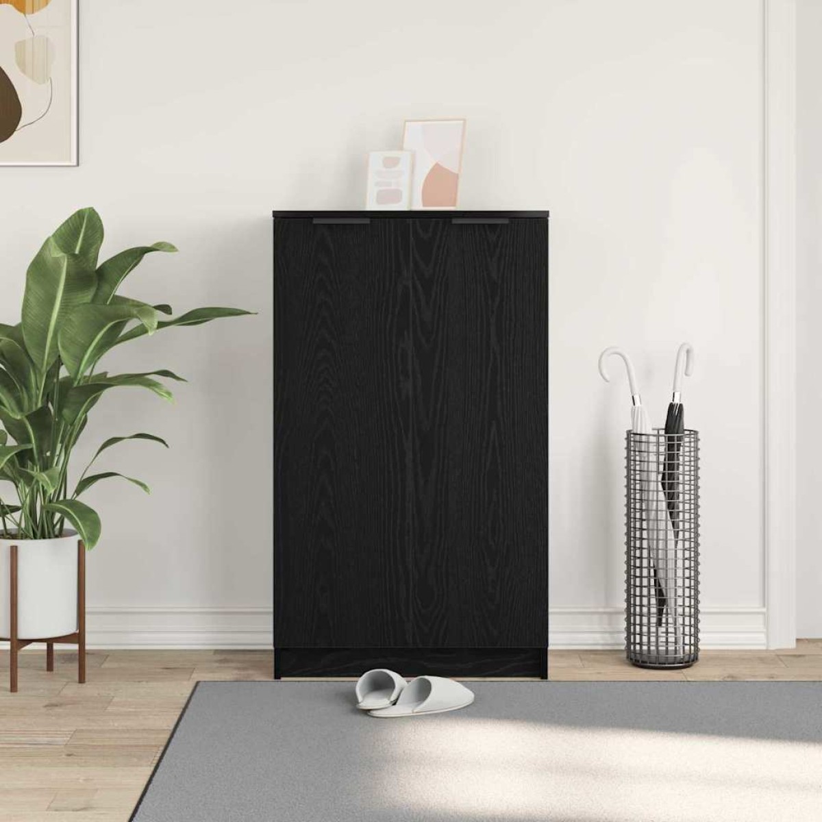 vidaXL Ντουλάπα Παπουτσιών με ράφι Μαύρη Οξυά 59 x 35 x 100 εκ