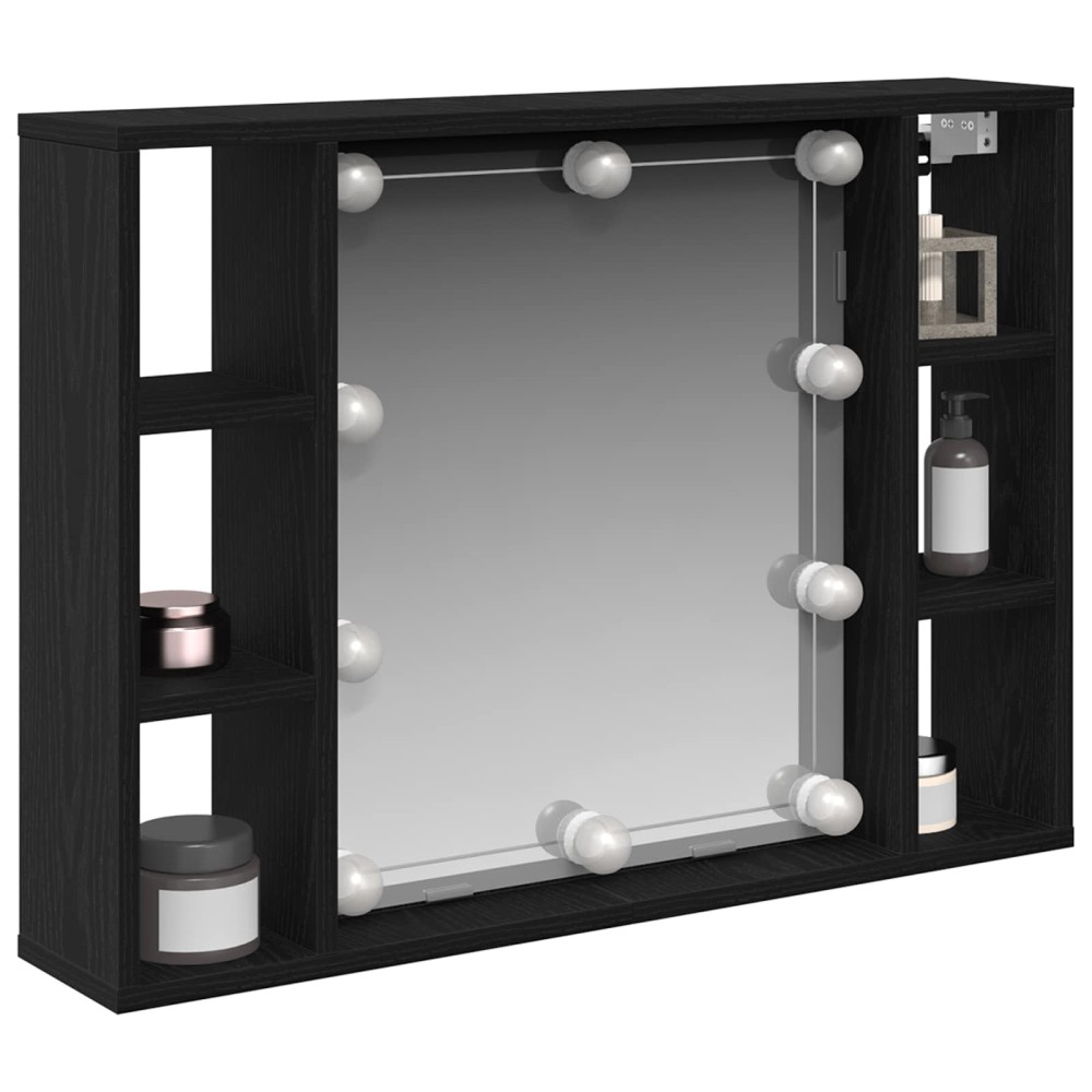 vidaXL Ντουλάπα Καθρέφτη Μαύρη Οξυά 76 x 15 x 55 εκ Επεξεργασμένο Ξύλο