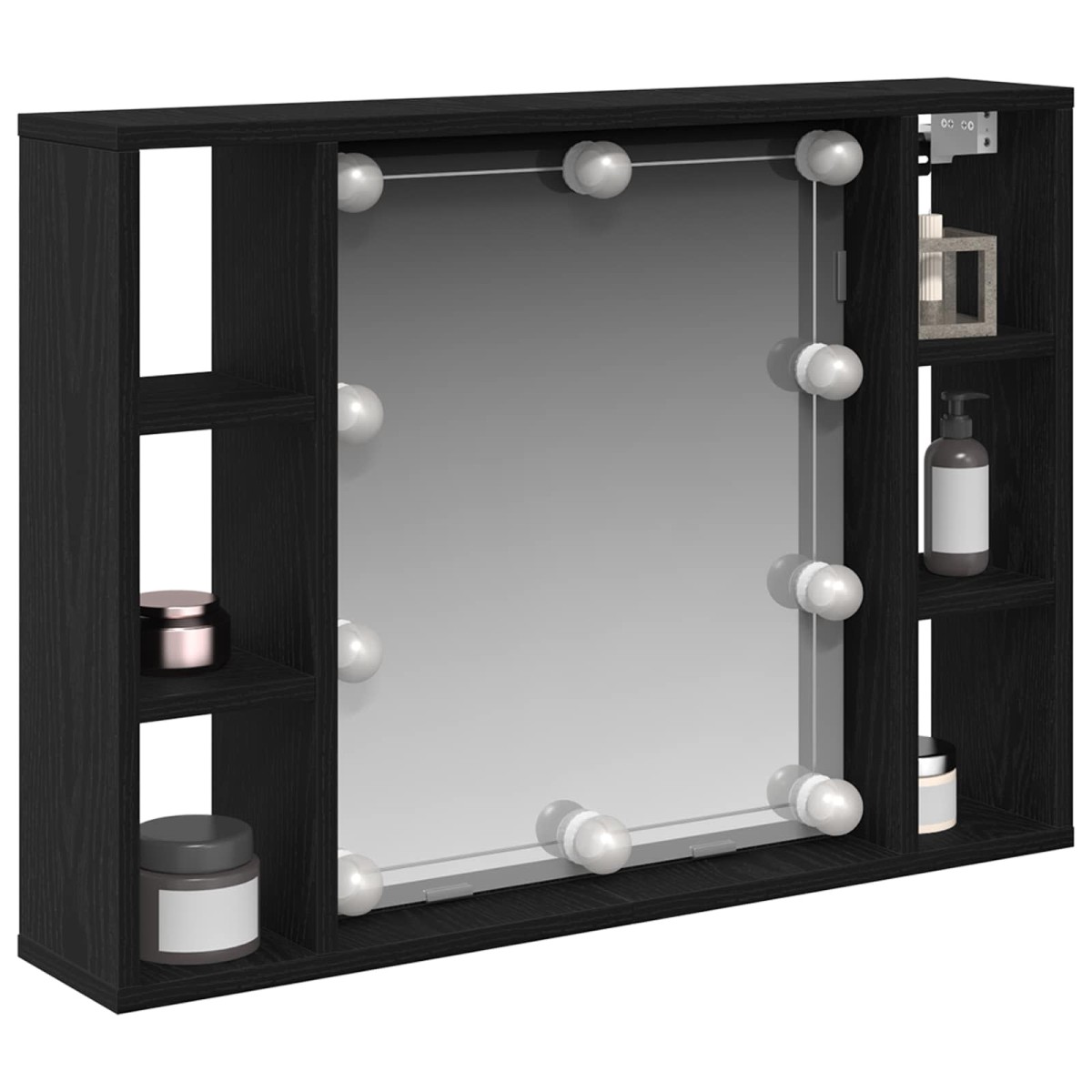 vidaXL Ντουλάπα Καθρέφτη Μαύρη Οξυά 76 x 15 x 55 εκ Επεξεργασμένο Ξύλο
