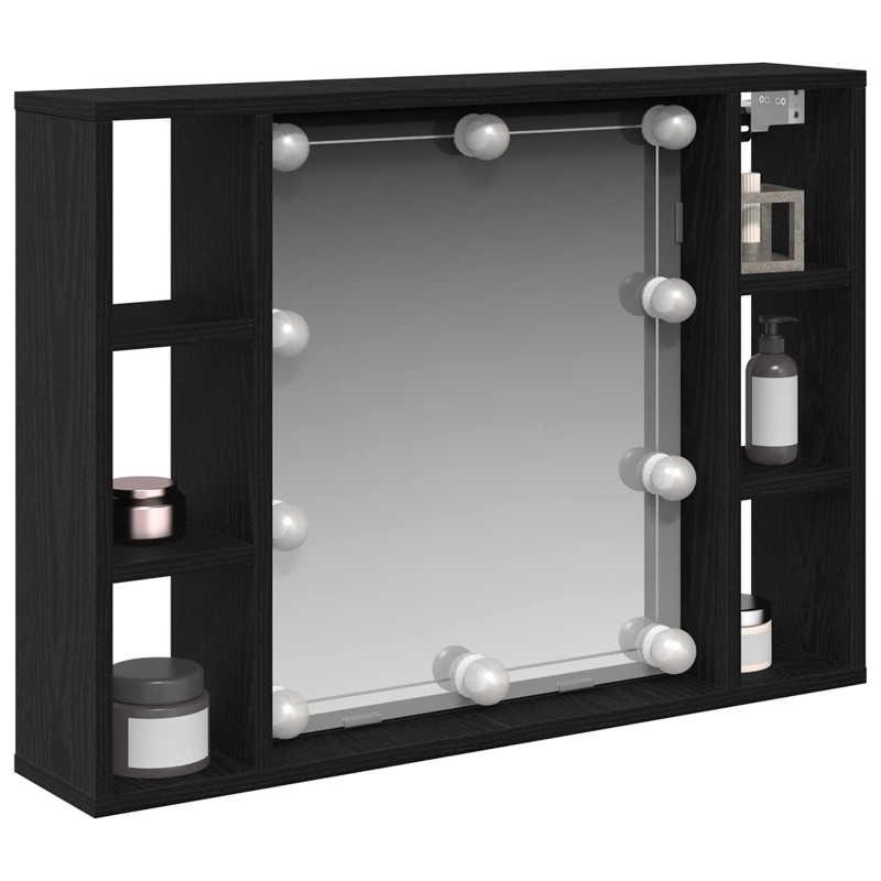 vidaXL Ντουλάπα Καθρέφτη Μαύρη Οξυά 76 x 15 x 55 εκ Επεξεργασμένο Ξύλο