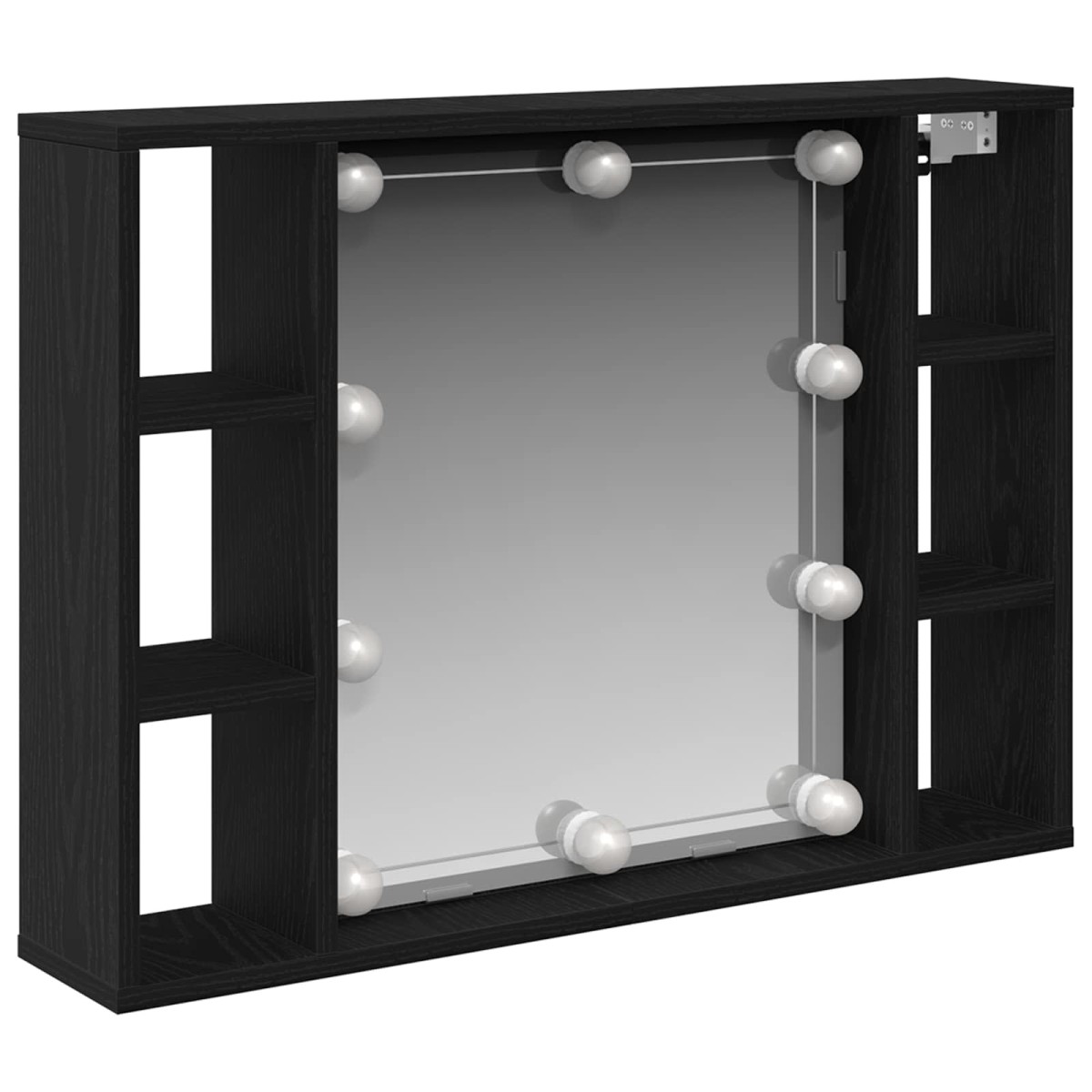 vidaXL Ντουλάπα Καθρέφτη Μαύρη Οξυά 76 x 15 x 55 εκ Επεξεργασμένο Ξύλο