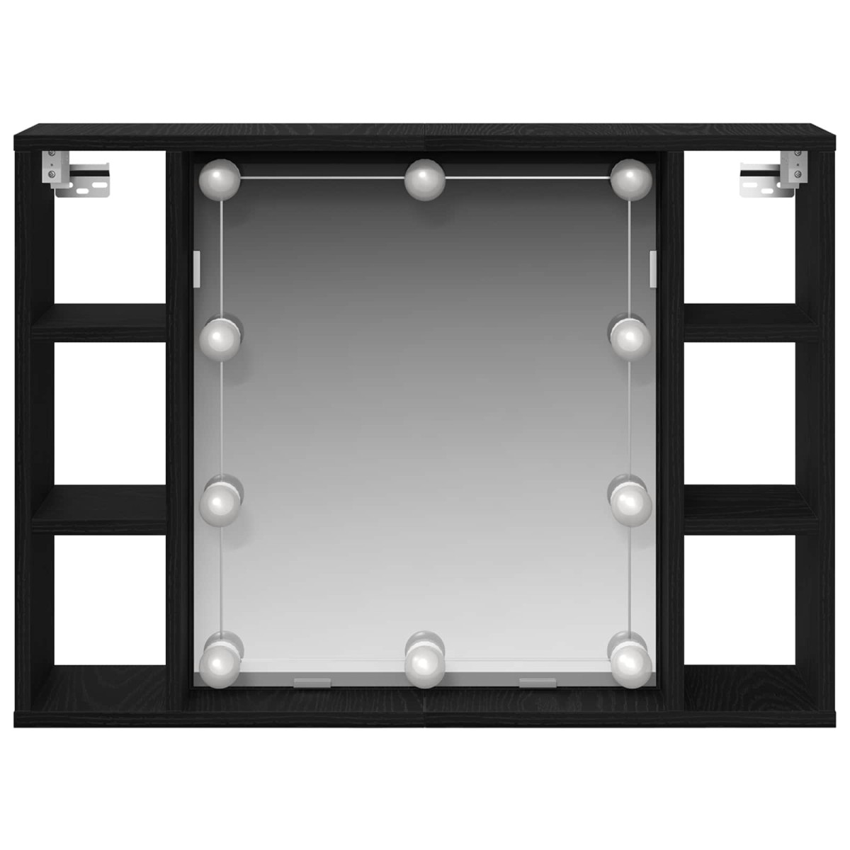 vidaXL Ντουλάπα Καθρέφτη Μαύρη Οξυά 76 x 15 x 55 εκ Επεξεργασμένο Ξύλο